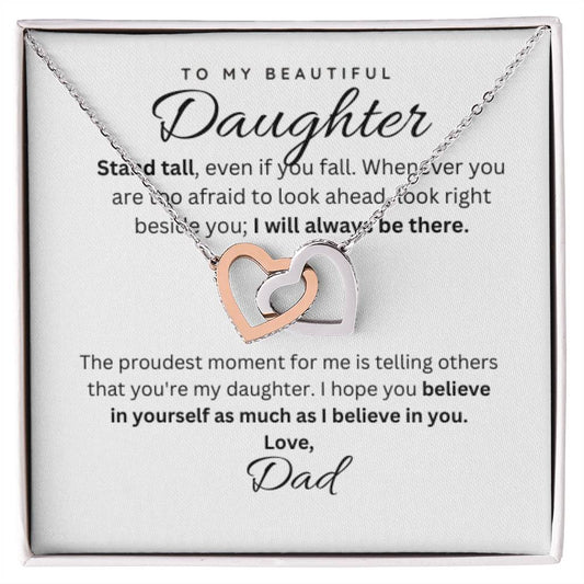 To My Daughter Heart Necklace Gift From Dad